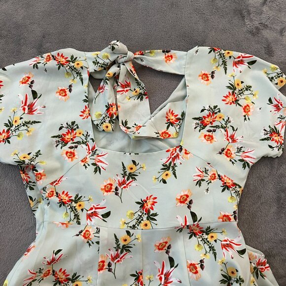 Ann Taylor Factory Mint Green Floral Midi Dress 6 Short Sleeve Cottage - Picture 10 of 10